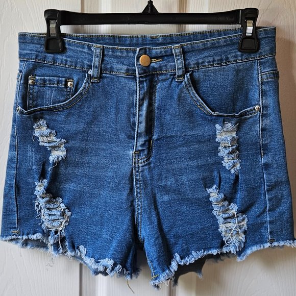 Women's High Rise Distressed Shorts Size Medium - Picture 1 of 3